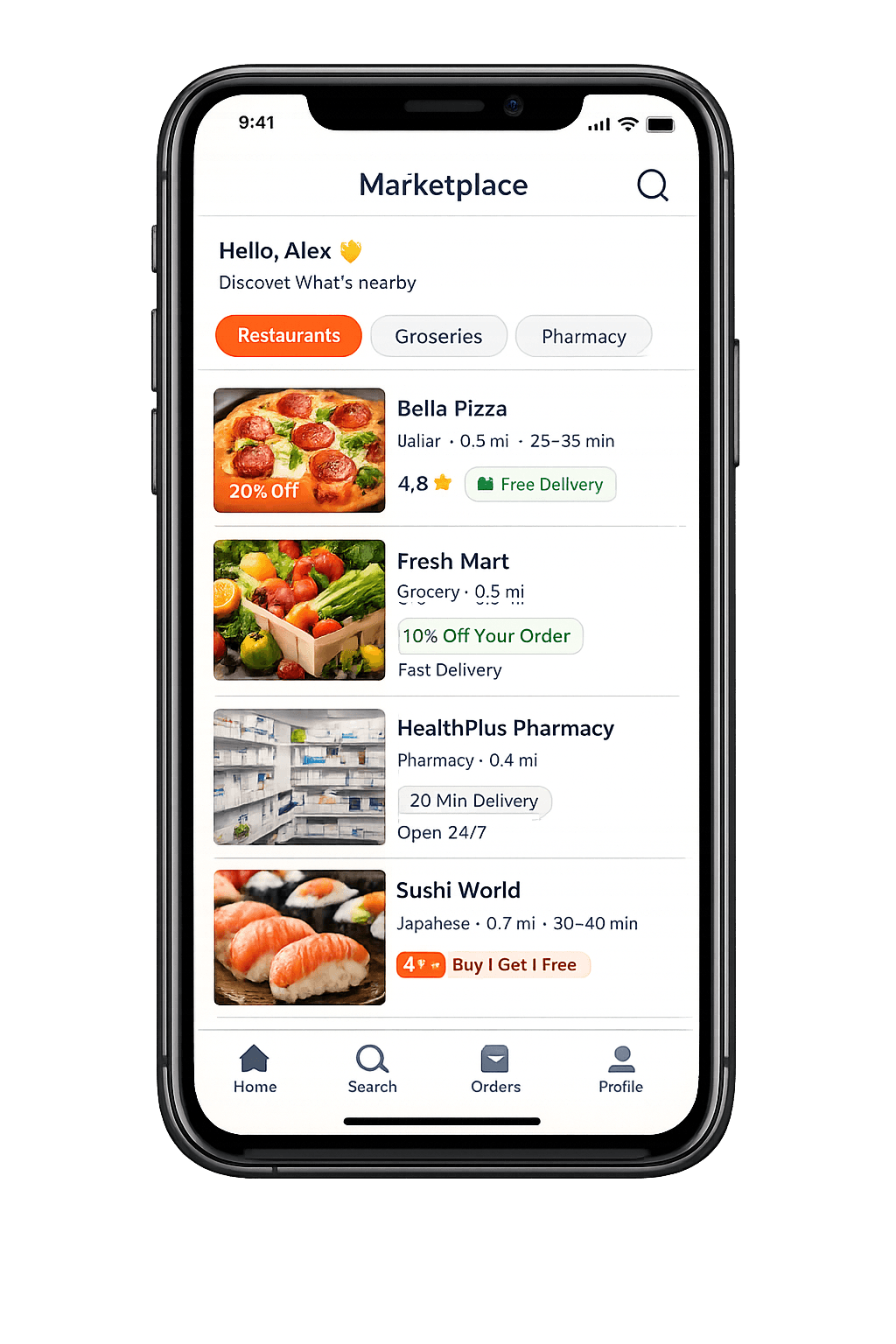 The Delivery App on Mobile
